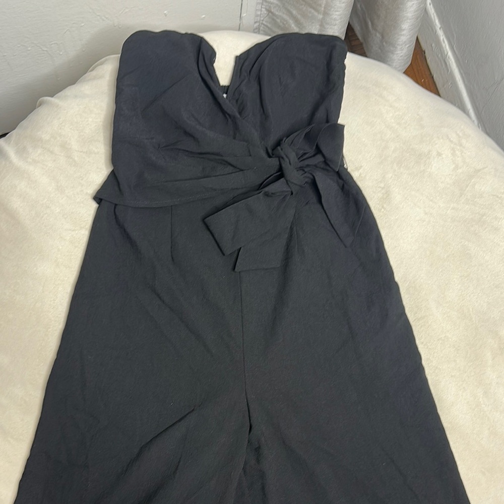 Astr Black Strapless Jumpsuit with Waist Tie